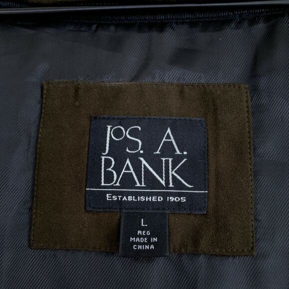 Jos A Bank Flannel Lined Overcoat Brown Faux Suede Field Casual Mens Large - Picture 7 of 8